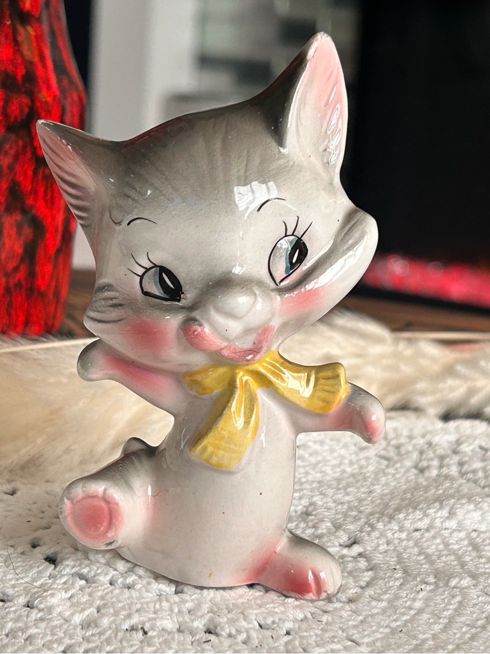 Vintage Lefton-Style Anthropomorphic Kitten Figurine | Mid Century Japan Kitsch